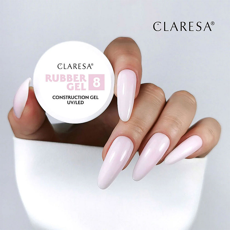 Изграждащ каучуков гел розово 8 Claresa Rubber Gel 45g