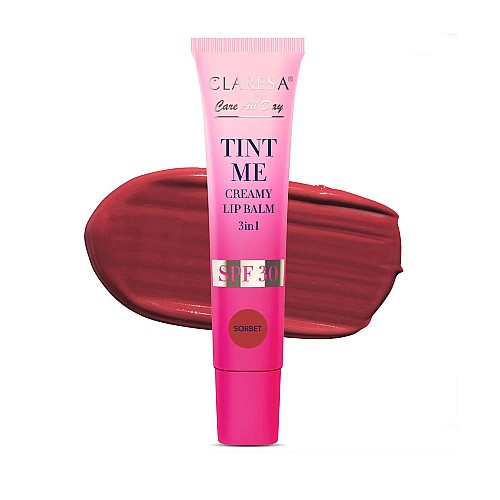 3в1 балсам за устни с цвят розово червен SPF30 Claresa Tinint me Sorbet 12ml