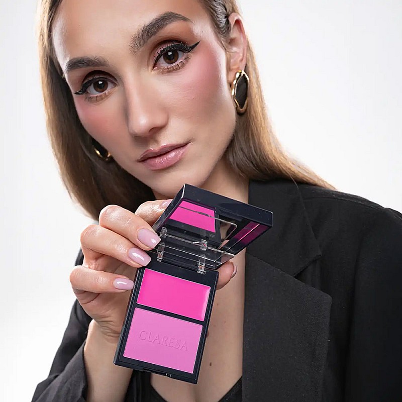 Палитра кремообразен и пресован руж 01 Claresa Duo palette creamy&pressed blush 