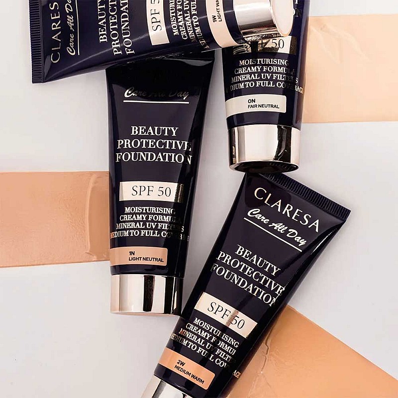 Фон дьо тен хидратиращ с SPF50 светъл топъл Claresa Beauty Protective Fondation Light Warm 1W 30ml