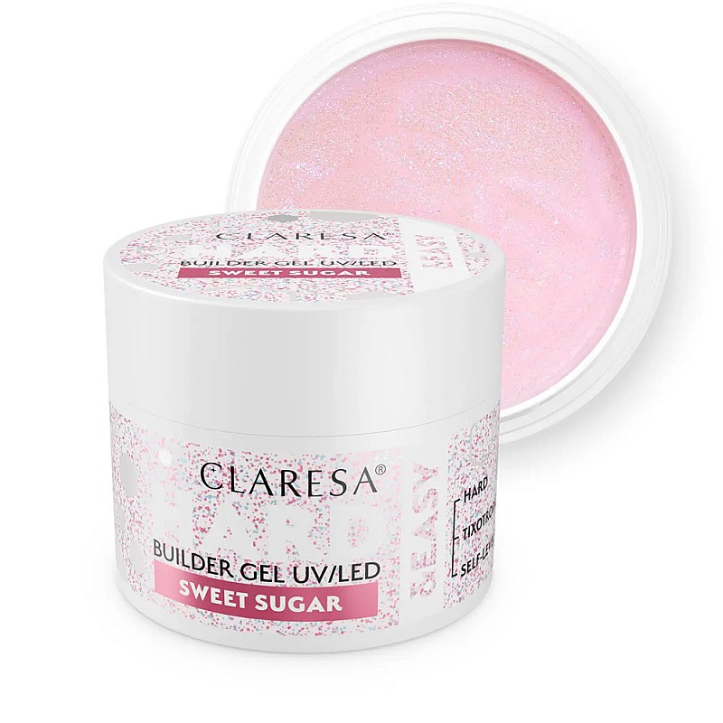 Изграждащ гел розов пастел с частици Claresa Hard and Easy Sweet Sugar 45g
