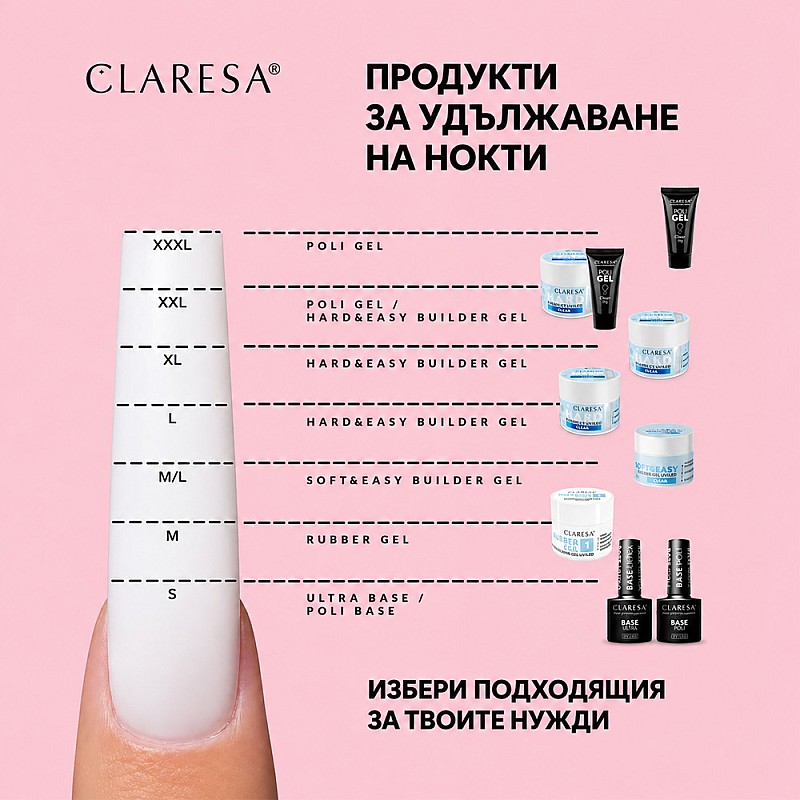 Изграждащ гел розов пастел с частици Claresa Hard and Easy Sweet Sugar 45g