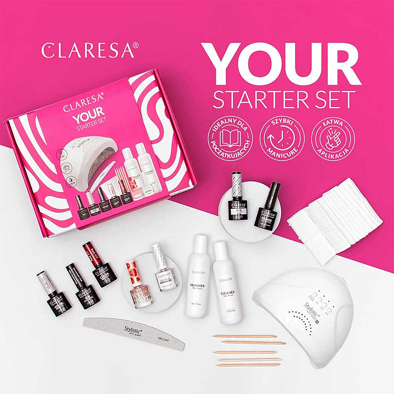 Стартов комплект за гел лак с лампа Claresa Starter Set 