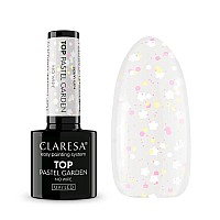 Топ лак с цветя и частици Claresa Top No Wipe Pastel Garden 5g