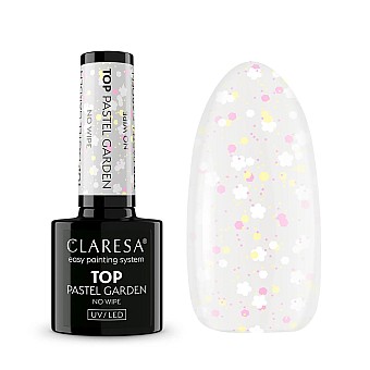 Топ лак с цветя и частици Claresa Top No Wipe Pastel Garden 5g