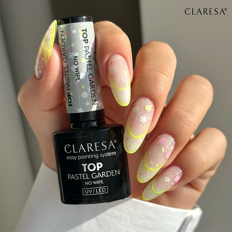 Топ лак с цветя и частици Claresa Top No Wipe Pastel Garden 5g