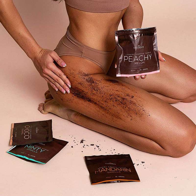 Скраб за лице и тяло с кафе Cocosolis Luxury Coffee Scrub Box 4x70g