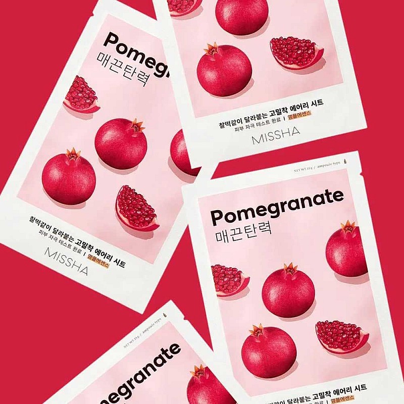 Озаряваща шийт маска с нар за гладка и сияйна кожа Missha Airy Fit Sheet Mask Pomegranate