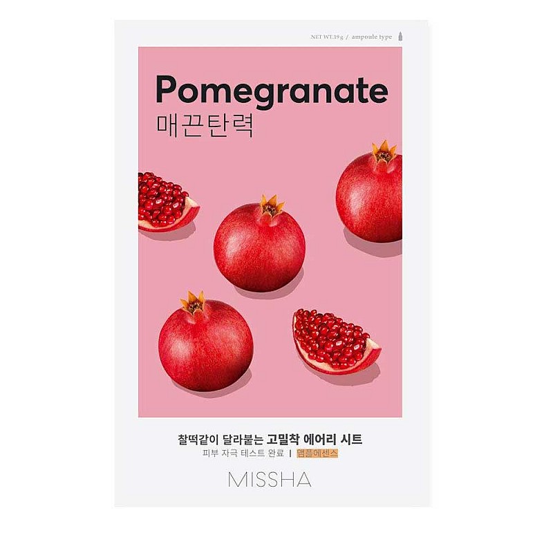 Озаряваща шийт маска с нар за гладка и сияйна кожа Missha Airy Fit Sheet Mask Pomegranate