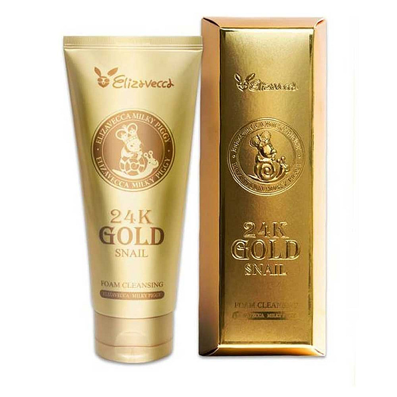 Почистваща пяна със злато и екстракт от охлюв Elizavecca Milky Piggy 24k Gold Snail Foam Cleansing 180ml