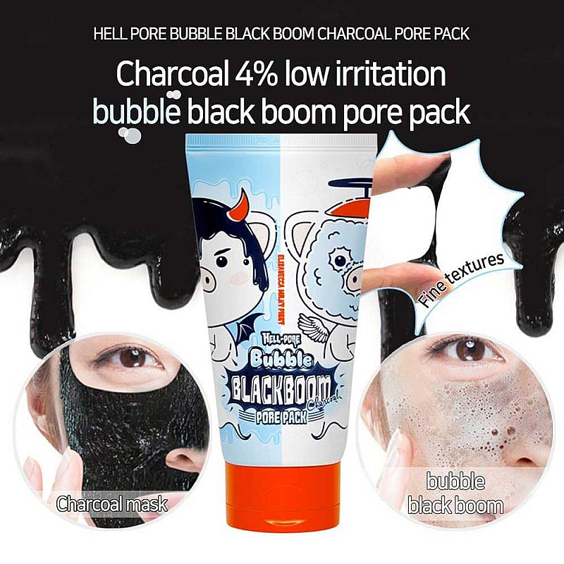 Почистваща маска с активен въглен Elizavecca Hell-pore Bubble Black Boom Pore Pack 150ml