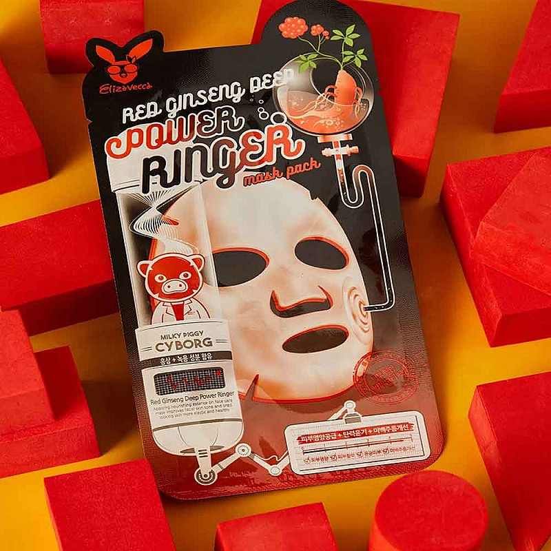 Подмладяваща маска за лице с женшен Elizavecca Red Ginseng Deep Power Ringer Mask