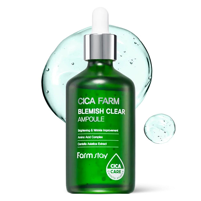 Силно концентрирана ампула с азиатска центела FarmStay Cica Farm Blemish Clear Ampoule 100ml