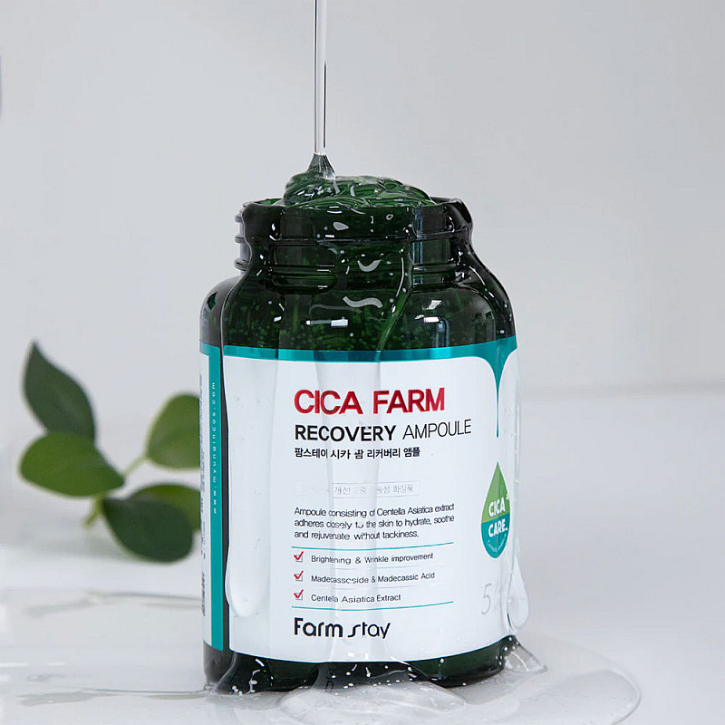 Подхранваща ампула за лице с центела азиатика FarmStay Cica Farm Recovery Ampoule 250ml