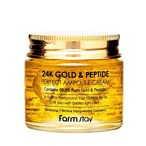 Крем за лице с 24 карата злато и пептиди FarmStay 24K Gold & Peptide Perfect Ampoule Cream 80ml