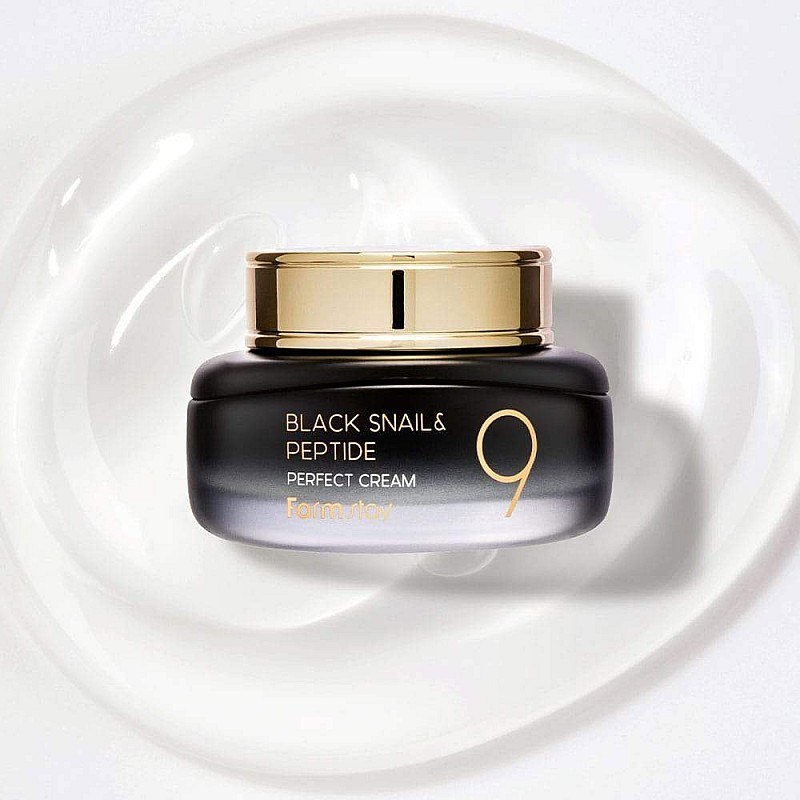 Лифтинг крем за лице с муцин от черен охлюв и пептиди FarmStay Black Snail & Peptide 9 Perfect Cream 55ml