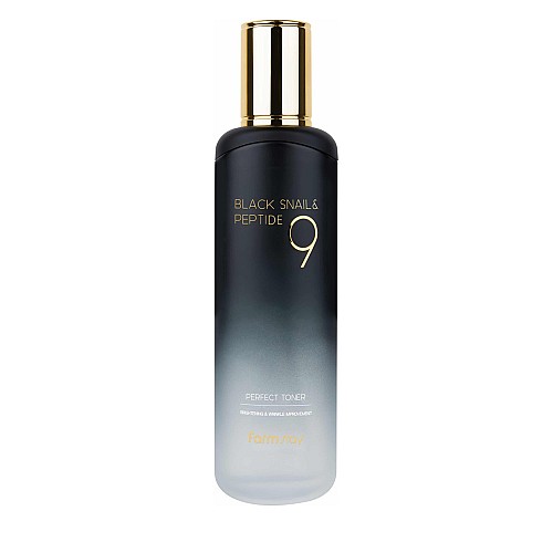 Лифтинг тонер за лице с муцин от черен охлюв и пептиди FarmStay Black Snail & Peptide 9 Perfect Toner 120ml