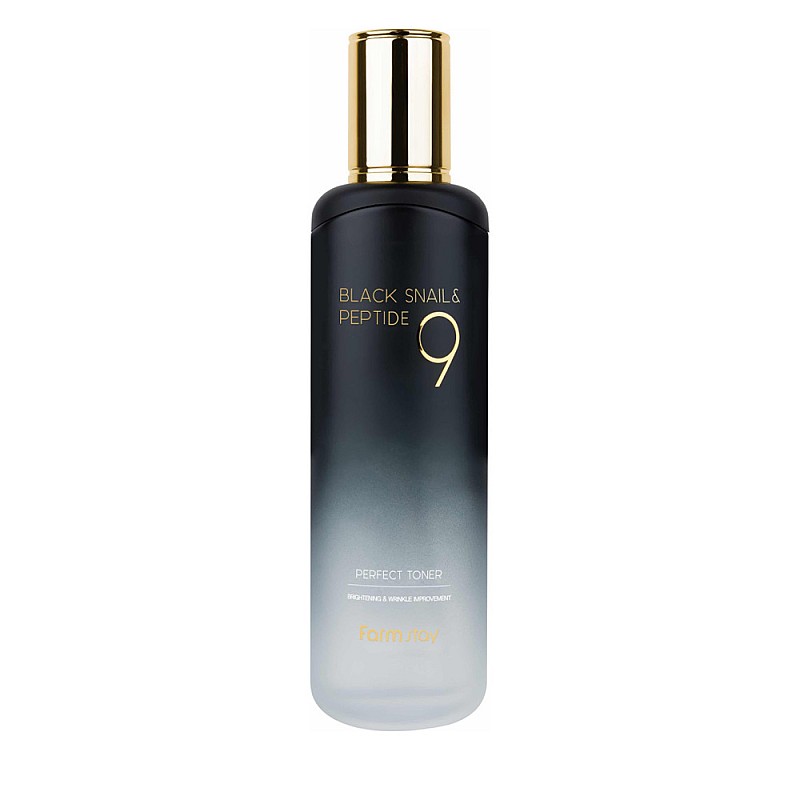Лифтинг тонер за лице с муцин от черен охлюв и пептиди FarmStay Black Snail & Peptide 9 Perfect Toner 120ml