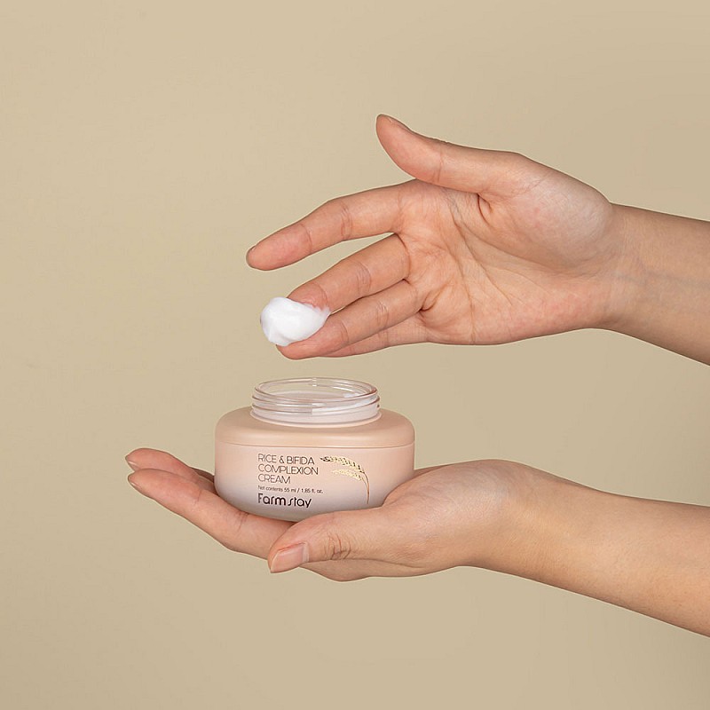Укрепващ защитната бариера крем с оризови трици и серамиди FarmStay Rice Bifida Complextion Cream 55ml