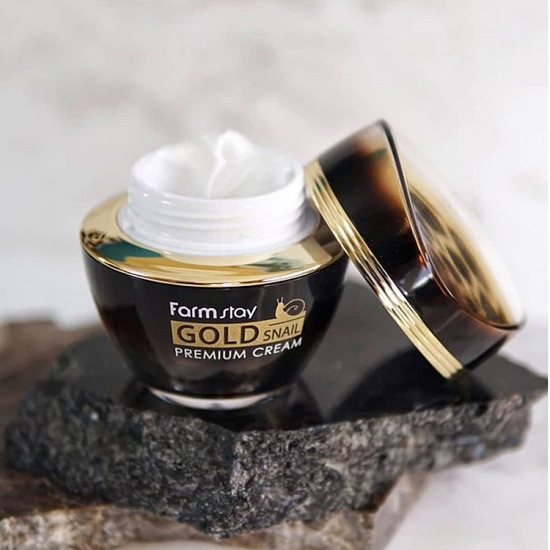 Луксозен крем за лице със злато и муцин от охлюви FarmStay Gold Snail Premium Cream 50ml