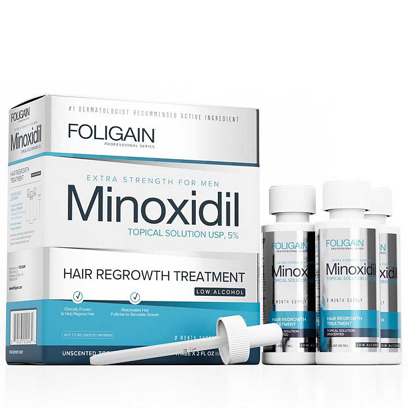 Терапия против косопад за мъже с Миноксидил 5% Foligain Hair Regrowth Treatment 3x60ml