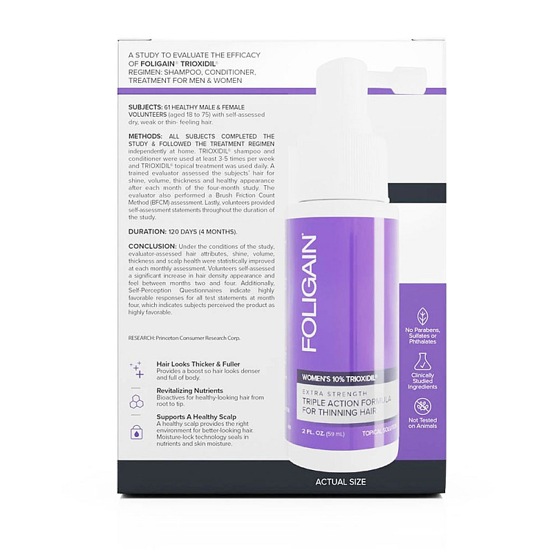 Възстановяваща терапия за оредяла и късаща се коса за жени 10% Trioxidil Foligain Triple Action 59ml