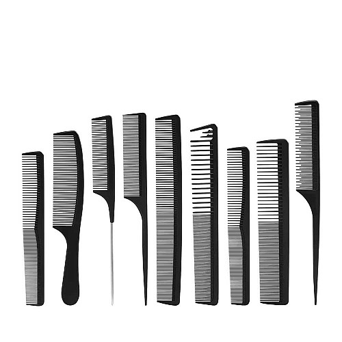 Комплект карбонови антистатични гребени Comb Set Carbon 9pcs