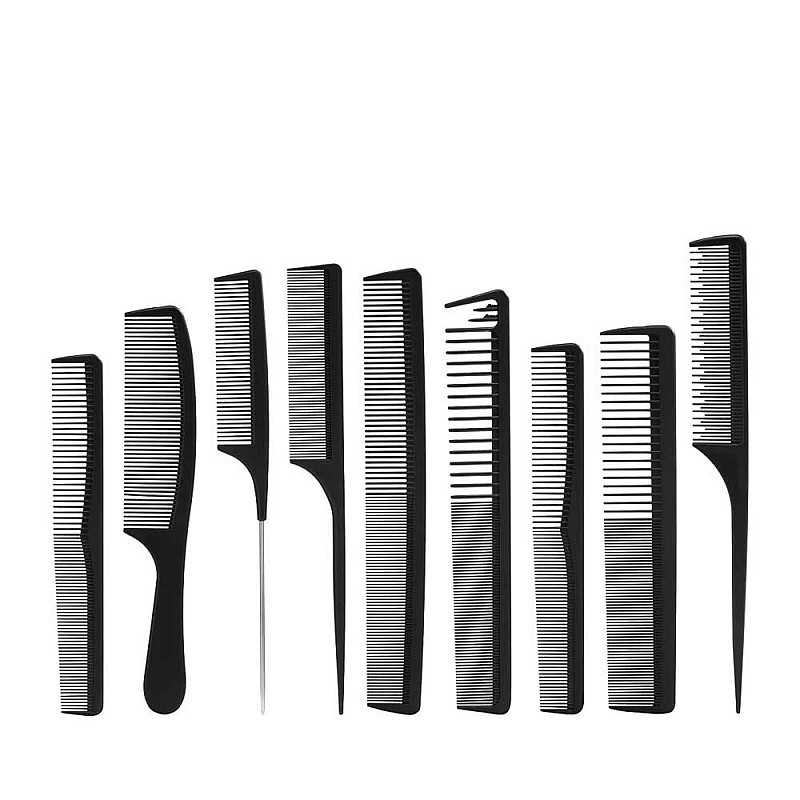 Комплект карбонови антистатични гребени Comb Set Carbon 9pcs