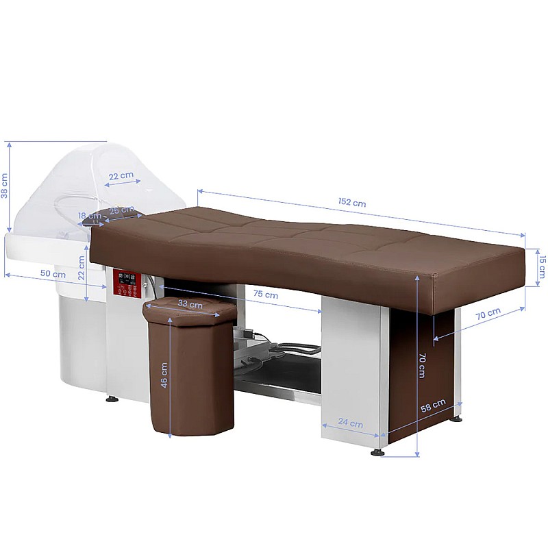 Измивна СПА Фризьорска Кушетка кафяво Gabbiano Head Spa 017 Brown