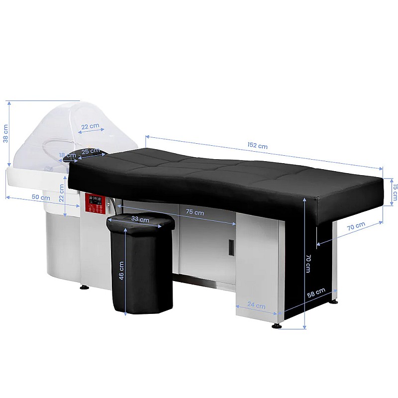 Измивна СПА Фризьорска Кушетка черно Gabbiano Head Spa B017 Black