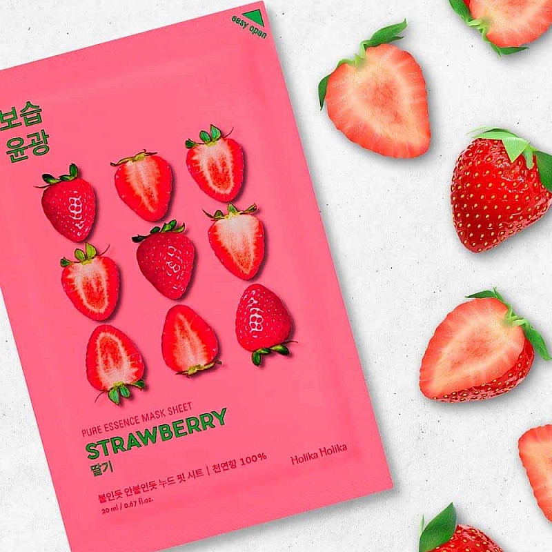 Шийт маска с ягоди Holika Holika Pure Essence Mask Sheet Strawberry