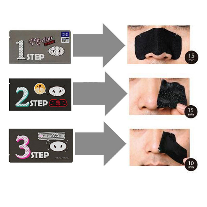 Почистващи лентички за черни точки Holika Holika Pig Nose Clear Black Head 3 Step Kit