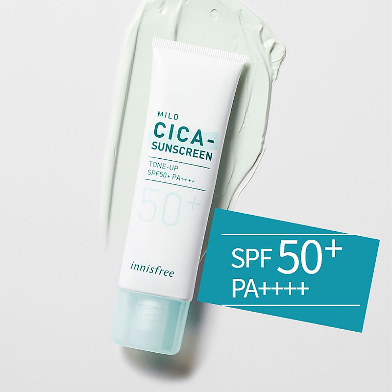 Слънцезащитен крем с центела Innisfree True Mild Cica sunscreen SPF50+ 50ml