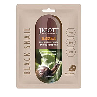 Шийт маска с муцин от черен охлюв Jigott Black Snail Real Ampoule Mask 27ml