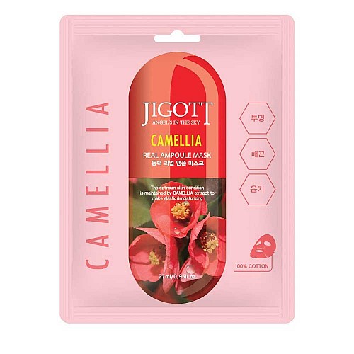 Ампулна маска за лице с екстракт от камелия Jigott Camellia Real Ampoule Mask27ml
