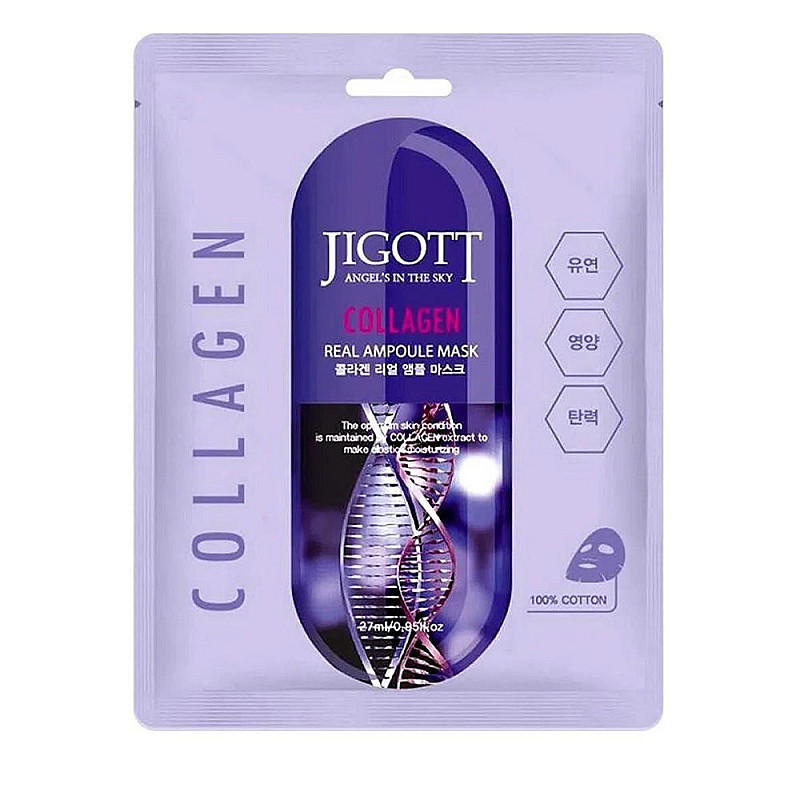 Шийт маска против бръчки с колаген Jigott Collagen Real Ampoule Mask 27ml