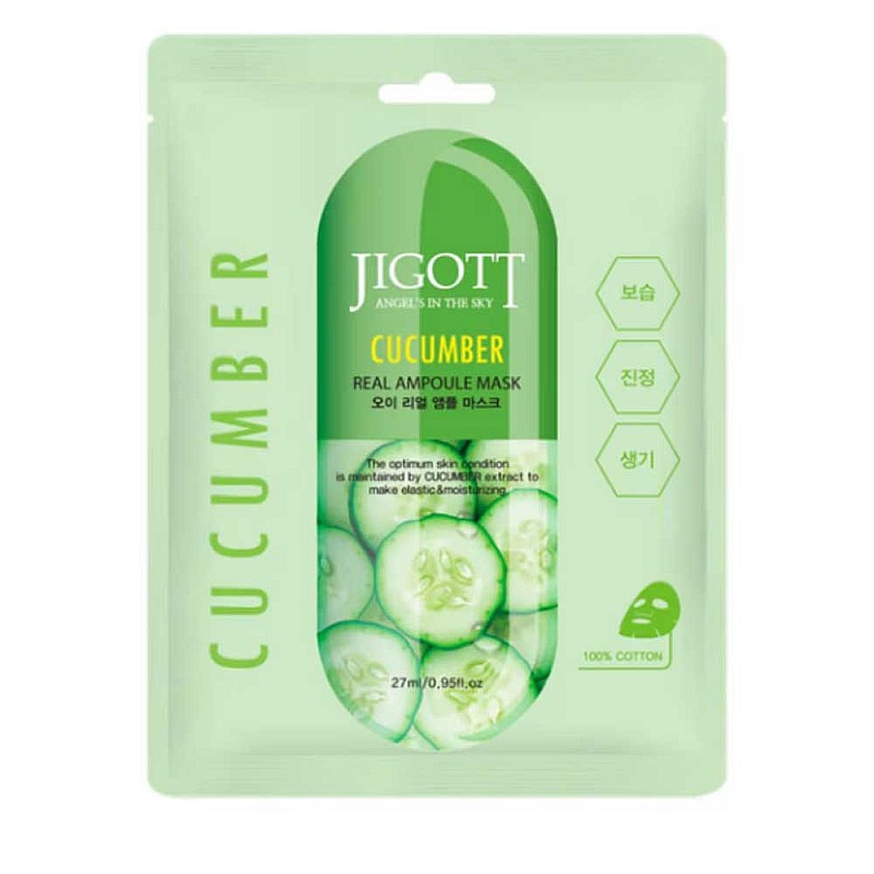 Хидратираща шиит маска с краставица Jigott Cucumber Real Ampoule Mask 27ml