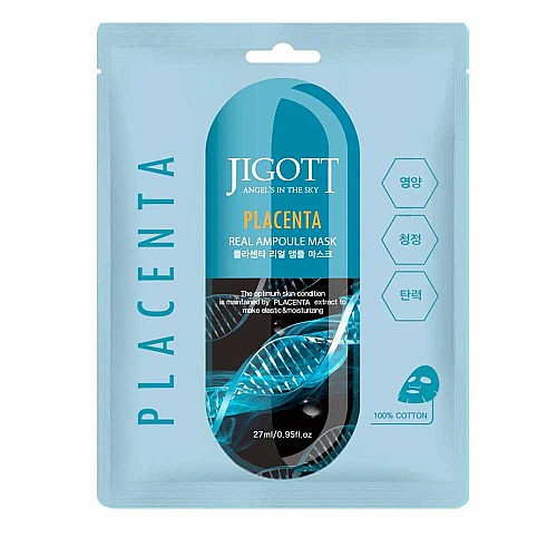 Озаряваща маска за лице с фито плацента Jigott Placenta Real Ampoule Mask 27ml