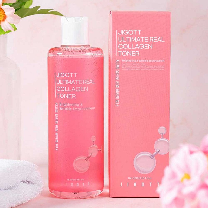 Озаряващ и хидратиращ тонер с колаген Jigott Ultimate Real Collagen Toner 300ml