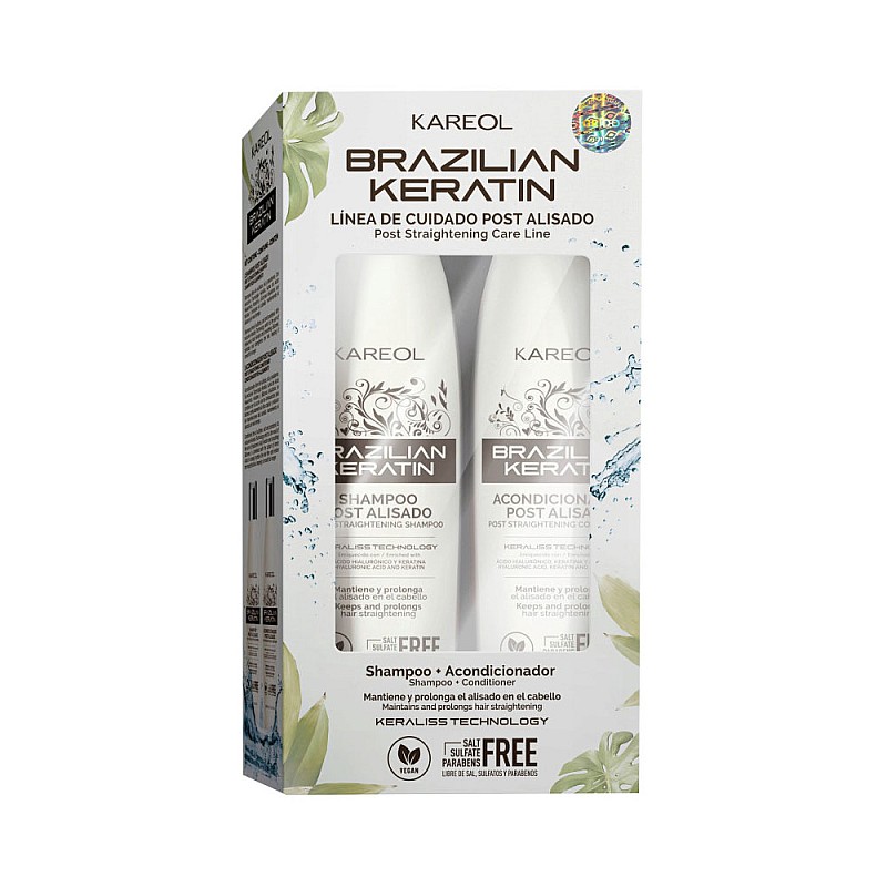Сет шампоан и балсам за след кератиново изправяне Kareol Brazilian Keratin Post Kit - Shampoo + Conditioner 2x300