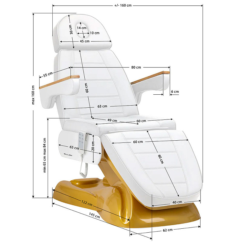 Електрическа кушетка Sillion Lux273B с 3 мотора Златна 