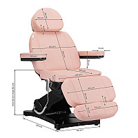 Електрическа козметична кушетка с 3 мотора розова Sillon Classic