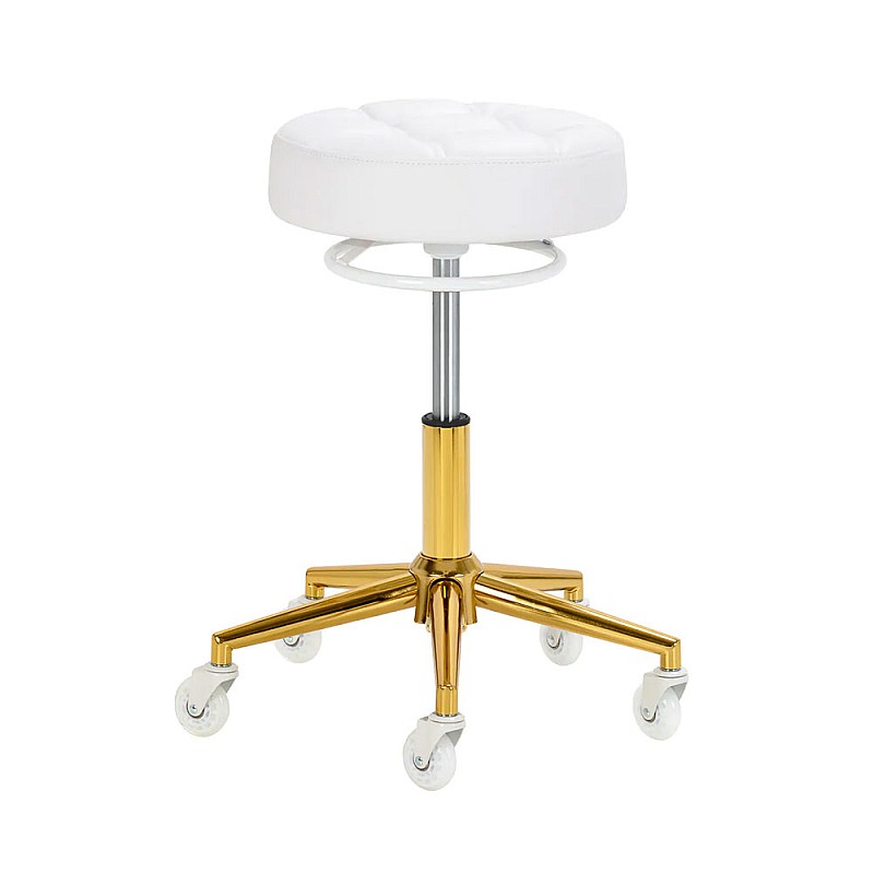 Фризьорски помощен стол Gabbiano D054G gold white