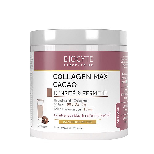 Колаген на прах с хиалуронова киселина, витамини и вкус на какао BIOCYTE Collagen Max Cacao 260g