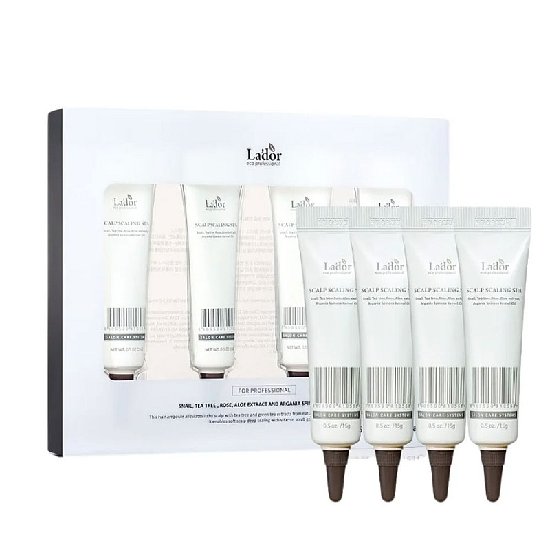 Ексфолиращ скраб за дълбоко почистване на скалпа Lador Scalp Scaling Spa Ampoule 4x15ml