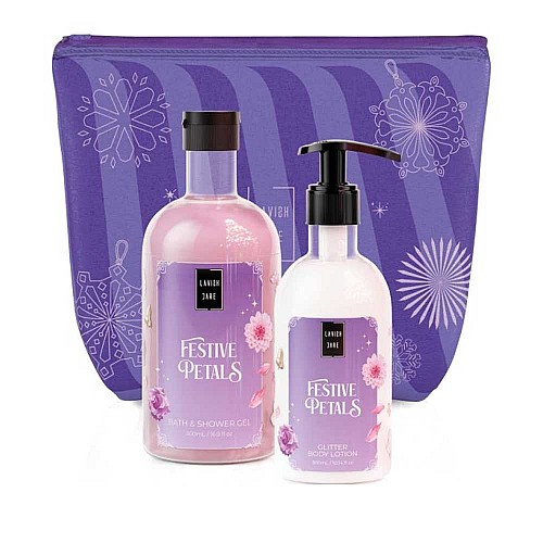 Комплект душ гел и лосион за тяло ванилия и малина Lavish Care Festive Petals