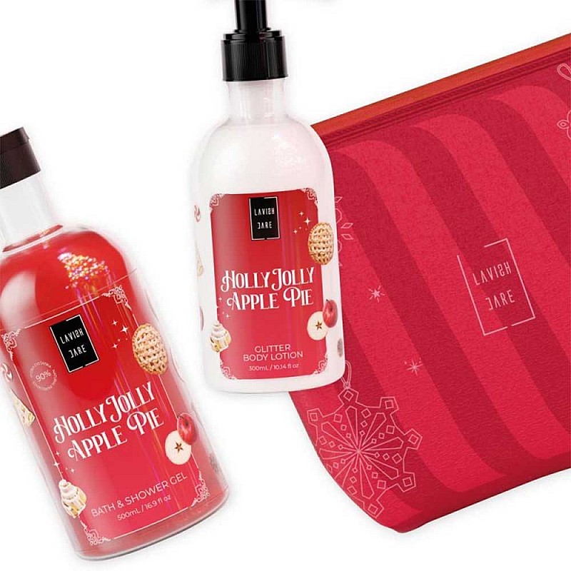 Комплект душ гел и лосион за тяло ябълков пай Lavish Care Holly Jolly Apple Pie