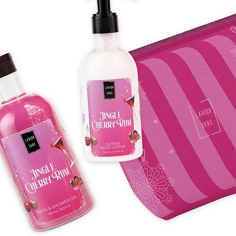 Комплект душ гел и лосион за тяло череша Lavish Care Jingle Cherry Rum