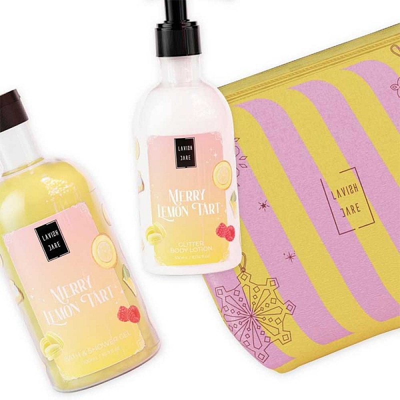 Комплект душ гел и лосион за тяло с лимон и малина Lavish Care Merry Lemon Tart
