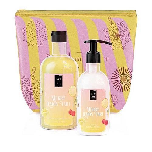 Комплект душ гел и лосион за тяло с лимон и малина Lavish Care Merry Lemon Tart